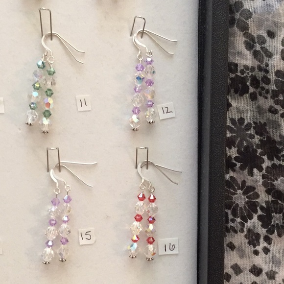 Handmade Line Sterling Silver Crystal Earrings - Picture 8 of 12